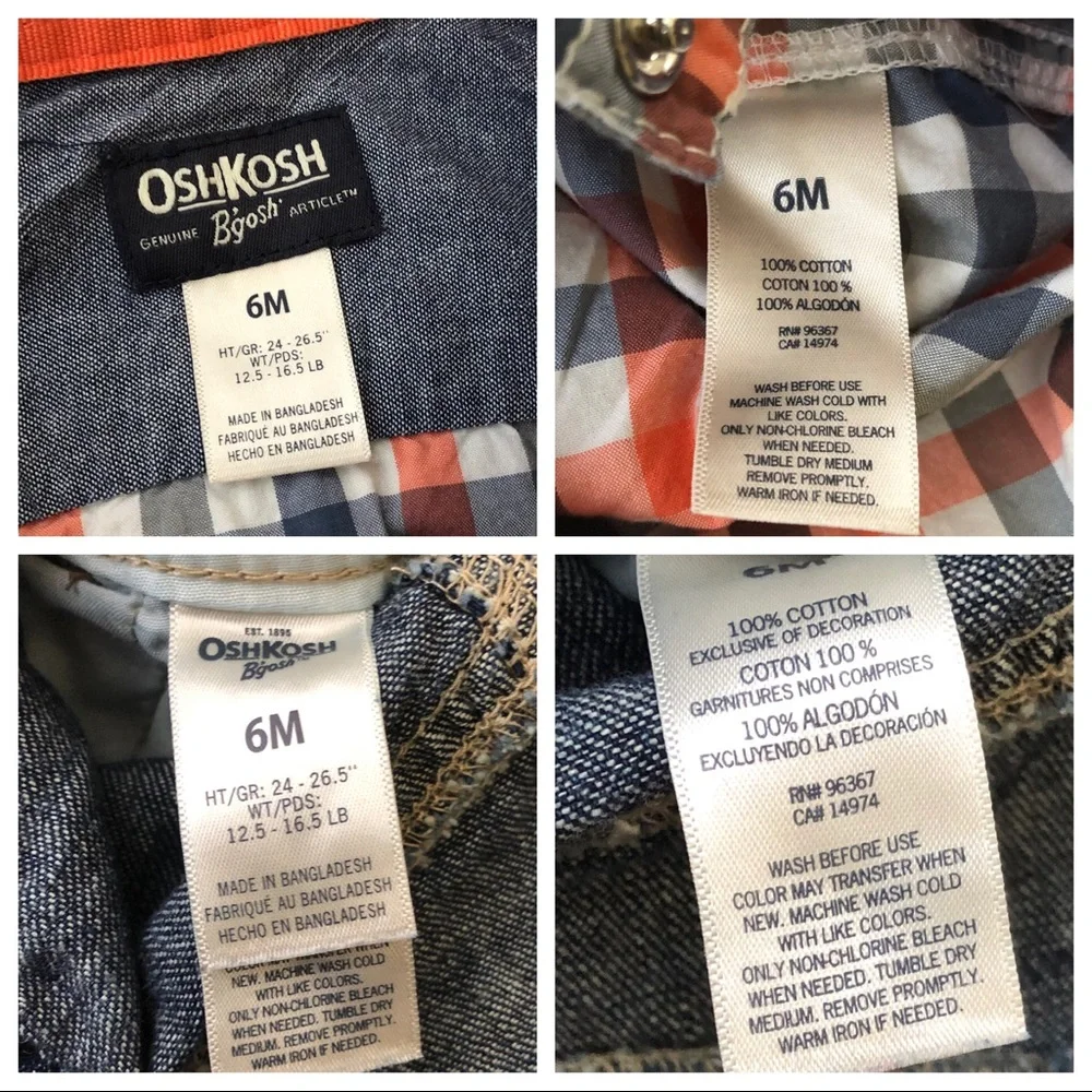 OshKosh B’gosh Overalls and Shirt Set Sz 6m
